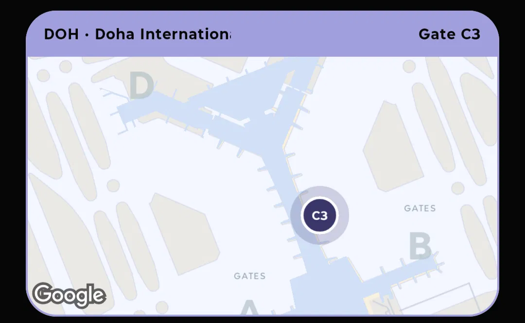 Gate location on the airport map